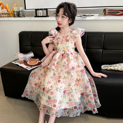 女大童夏季连衣裙2024韩版洋气时髦蛋糕裙子小女孩夏装公主裙
