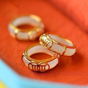 招财环S925纯银鎏金套环和田玉平安环吊坠项链可做戒指两用款饰品