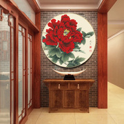 ks色系客餐厅卧室，小幅花开富贵红牡丹，圆形手工diy点满钻石画