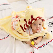 婴儿毛毯带帽披风冬季加绒加厚斗篷儿童小学，午睡毯宝宝外出毯子
