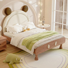 实木儿童床红檀木女孩床，1.5米卧室床男童，单人软包现代简约米奇床