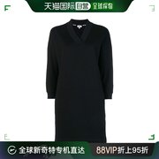 香港直邮KENZO 女士黑色棉质长袖小V领针织连衣裙 F002RO728952-9