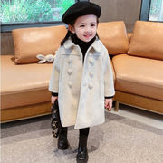 定制韩版儿童外套2022冬装，中小童中长款女童，夹棉加厚双排扣呢大衣