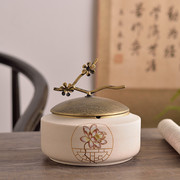 新中式陶瓷烟灰缸带盖子，禅意创意个性，客厅茶几办公室桌面防风烟缸