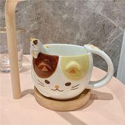 小饮* 家用日式创意可爱陶瓷卡通咖啡杯喝水杯子马克杯  猫咪