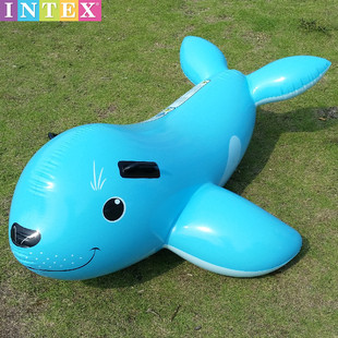 INTEX儿童充气海豹坐骑游泳圈 水上卡通可爱动物海狮坐圈浮床座圈