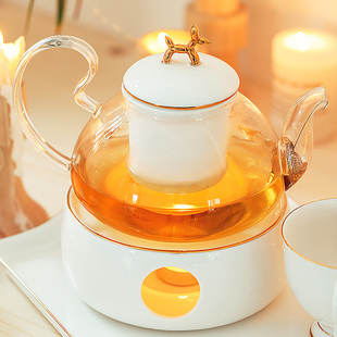 日式陶瓷玻璃蜡烛水果茶壶，英式下午茶茶具，欧式花茶杯套装花茶茶具