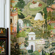 高级定制无缝墙布壁画斋浦尔花园，印度风情南洋复古轻奢卧室背景墙