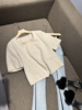 VANLU 温柔复古/法式小香风 优雅纯色方领单排扣宽松短款短袖外套