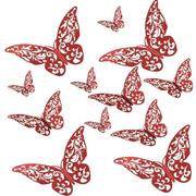 亚马逊红色镂空立体蝴蝶，墙贴客厅卧室婚房布置墙面，创意节日自粘贴