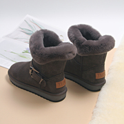 牛皮雪地靴女2023冬季真皮，加绒中筒靴加厚保暖短靴防滑女靴子
