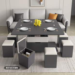 升降多功能茶几餐桌一体小户型，简约现代折叠客厅，收纳桌子茶几桌