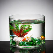 洛鲁圆柱大型玻璃鱼缸客厅直筒水培金鱼缸乌龟缸造景水族箱过滤小