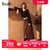 b+ab女装泡泡袖上衣，2023秋季简约气质纯色，短上衣f614asl
