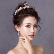 日韩新娘结婚头饰仙美天鹅，项链耳环三件套装，婚纱礼服配饰