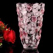 弗莱文茨玫瑰水晶玻璃，花瓶富贵竹百合花瓶，插花花瓶摆件花瓶
