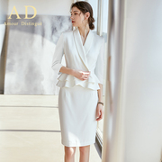 ad职业装气质女神范套装(范，套装)裙高端主持人，正装套裙时尚白色西服外套
