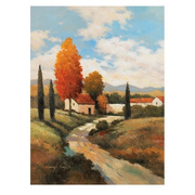 欧式乡村风景画欣美油画，玄关竖幅装饰画手绘田园单幅