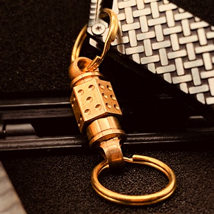 黄铜旋转背包连接配件万向节，双环钥匙扣快速拆卸汽车钥匙扣环箱包