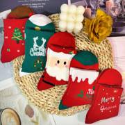 圣诞袜子女中筒袜秋冬季红色圣诞老人，袜子情侣圣诞节礼物长筒袜