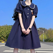 女孩12岁洋气连衣裙夏季学院，风小清新短袖裙子，15初中女生韩版宽松