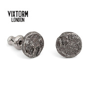 英国vixtorm纯银耳钉男女式情侣复古做旧s925圆形小耳饰