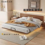 超薄床头悬浮床排骨架齐边床小户型，榻榻米无床头白蜡木实木地台床