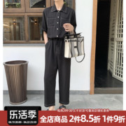 6.1NEW丨阿茶与阿古黑色明线连体裤男夏季潮流衬衫休闲裤子一体服