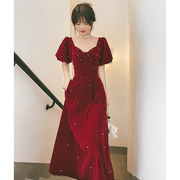 2022答谢宴，礼服平时可穿红色连衣裙