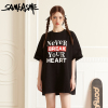 SAMEASME 大款标语T恤宽松纯棉oversize原创设计感女夏上衣
