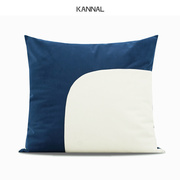 『长乐未央』法式复古蓝色，白色拼接靠包北欧(包北欧)抱枕样板间方枕