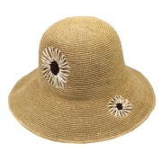 草帽女春夏遮阳帽优雅防晒海边沙滩帽刺绣大沿帽淑女可折叠渔夫帽