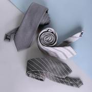 优雅灰色系领带免打结正装男时尚复古烟灰jk配饰女休闲学院风条纹