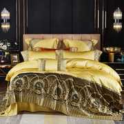 欧式床上用品四件套样板间奢华高档蕾丝花边，纯棉贡缎被套六八
