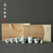 景德镇手绘功夫茶具套装家用简约陶瓷盖碗泡茶壶，整套喝茶杯高档