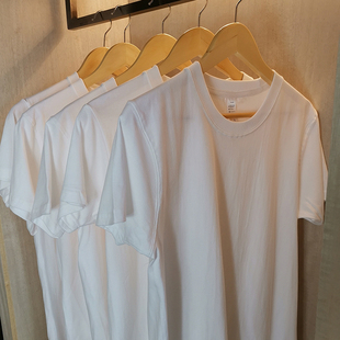 (买一送一)270g出口日本重磅纯棉短袖，t恤加厚实不透打底衫男女