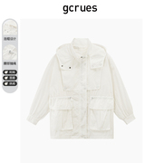 gcrues风衣女中长款2024年春装赫本风高级感早春薄款白色外套