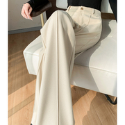 秋季米白色窄版阔腿裤设计师品牌直筒西装裤中缝西裤垂感长裤