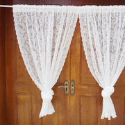 欧式风白色蕾丝纱帘窗纱阳台卧室客厅隔断穿杆窗帘柜子抽带款帘子