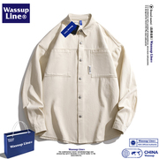 WASSUP LINE国潮重磅春季男衬衫宽松垂感小众设计男青年长袖上衣