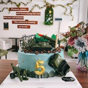 军事部队特种兵主题，蛋糕装饰摆件坦克火箭炮，导弹生日蛋糕插件插牌