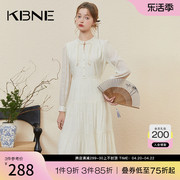 连衣裙女白色中国风，新中式女装kbne2024春季长袖绝美气质裙子