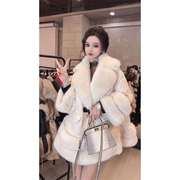 欧货2022冬季韩版时尚，羽绒服女仿狐狸，毛领中长款宽松外套大衣