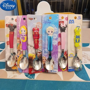 迪士尼儿童勺子叉子304不锈钢，勺叉套装男女宝宝，可爱卡通叉勺餐具