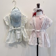 80-130日系女童纯棉碎花，拼接短袖t恤+梭织短袖，裙式外套(分开拍)
