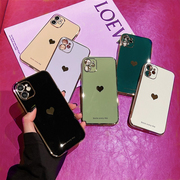 适用苹果15手机壳电镀爱心13糖果纯色ProMax简约大方iPhone少女生14时尚软保护套XS粉红小清新薄全包防摔紫色
