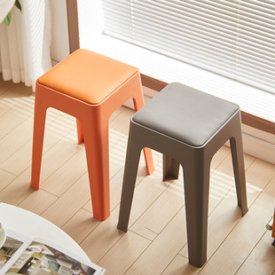 特厚塑料凳子加厚家用现代简约客厅可叠放久坐舒适椅子高圆凳板凳