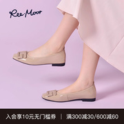 reemoor睿慕夏季舒适软底蛋卷鞋，真皮羊皮垫，低跟浅口平底鞋单鞋女