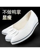 护士鞋白色坡跟美容院工作鞋，老北京布鞋舒适防滑牛筋，底平底小白鞋