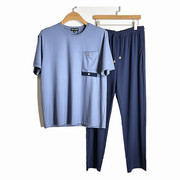 皮尔卡丹夏季男薄款圆领，短袖长裤睡衣，套装休闲家居服pg211020
